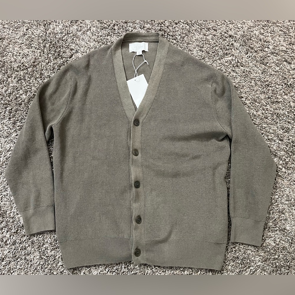 NWT Zara origins knit cashmere cotton cardigan olive green small